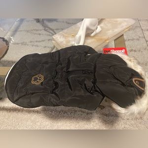 FAUX FUR BLACK DOG WINTER COAT / JACKET size XS - S SMALL MINT NEW